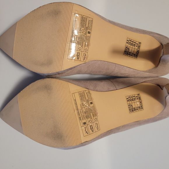 Forever 21 Beige Nude Suede Point Toe D'Orsay Heels Pumps US 6.5 - Picture 8 of 13
